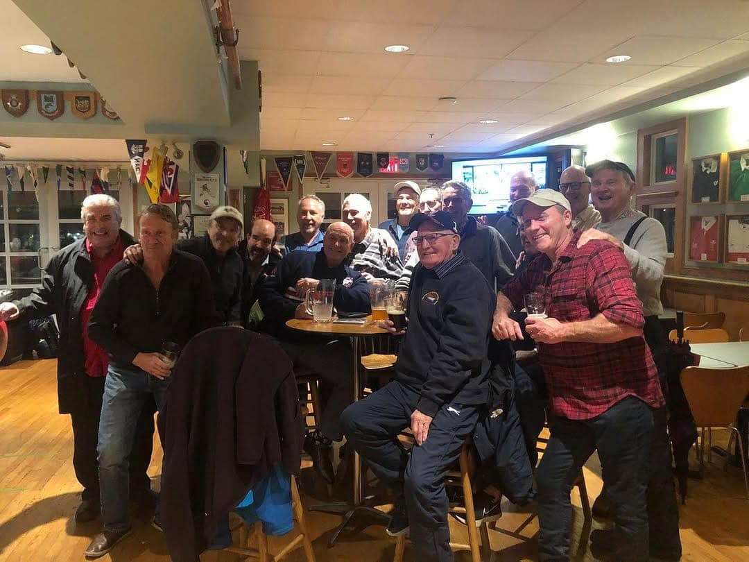 VRC Rugby alumni gathered in the Vancouver Rowing Club clubhouse on Coal Harbour, Vancouver