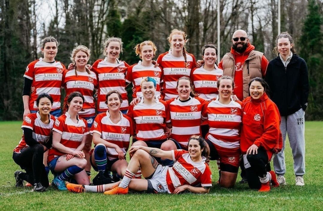 Vancouver Rowing Club women's rugby team training at Brockton Oval in Stanley Park, Vancouver, BC Rugby Division 2